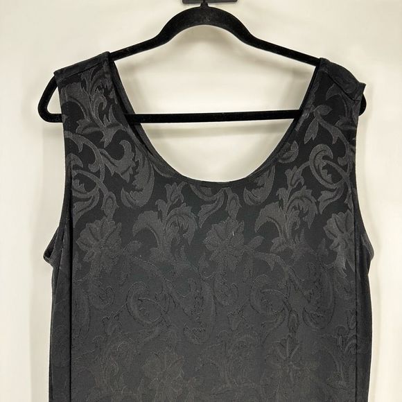 Spencer Alexis Maxi Dress Black Sleeveless Rayon Jacquard Long 1X Black Evening - Picture 3 of 11